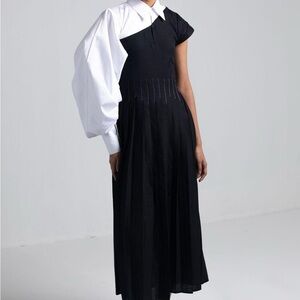 Chic One Shoulder Black and White Dress